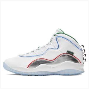 Air Jordan 10 Nike Retro Wings Tênis de Basquete Masculino Branco Vermelhas Verdes | JD-531JZ