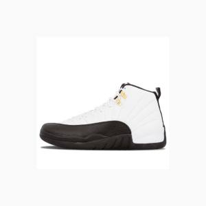 Air Jordan 12 Nike Retro Taxi Tênis de Basquete Masculino Branco Pretas | JD-657NQ