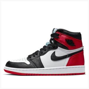 Air Jordan 1 Nike High OG Satin Black Biqueira Tênis de Basquete Feminino Vermelhas Pretas | JD-875FS