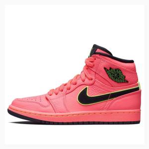 Air Jordan 1 Nike High PREM Hot Punch Tênis de Basquete Feminino Vermelhas Pretas | JD-723GZ