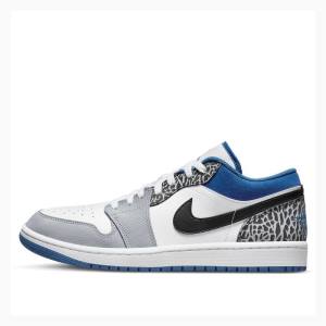 Air Jordan 1 Nike Low SE Tênis Masculino Branco Azuis Cinzentas | JD-678OP