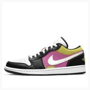 Air Jordan 1 Nike Low Spray Paint Tênis Masculino Pretas Roxo Amarelas | JD-084WX