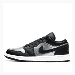 Air Jordan 1 Nike Low Tênis Feminino Pretas Prateadas | JD-017TW