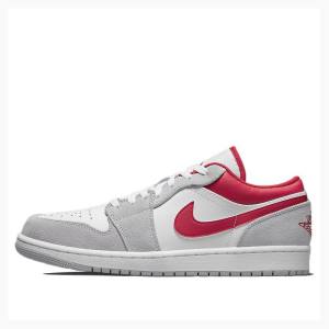 Air Jordan 1 Nike Low Tênis Masculino Branco Cinzentas Vermelhas | JD-719CL