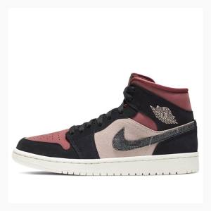 Air Jordan 1 Nike Medio Burgundy Dusty Tênis de Basquete Feminino Vermelhas Pretas | JD-473NU