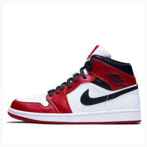 Air Jordan 1 Nike Medio Chicago Tênis de Basquete Masculino Branco Pretas Vermelhas | JD-891CB