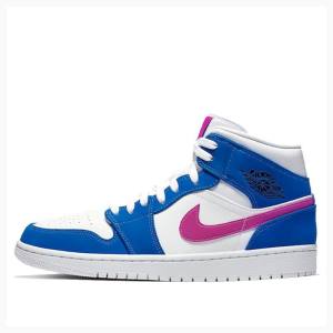 Air Jordan 1 Nike Medio Hyper Royal Violet Tênis de Basquete Masculino Azuis Vermelhas | JD-019GE