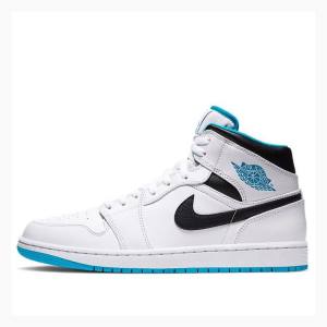 Air Jordan 1 Nike Medio Laser Tênis de Basquete Masculino Branco Azuis Pretas | JD-384XH