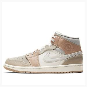 Air Jordan 1 Nike Medio Milan Tênis de Basquete Masculino Rosa Bege | JD-097UI