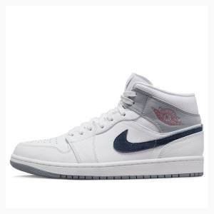 Air Jordan 1 Nike Medio Paris Tênis de Basquete Masculino Branco Pretas | JD-067FA