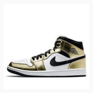 Air Jordan 1 Nike Medio SE 'Metallic Gold' Tênis de Basquete Masculino Douradas Pretas | JD-314VQ