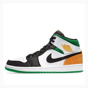 Air Jordan 1 Nike Medio SE Oakland Tênis de Basquete Masculino Pretas Branco Verdes | JD-253VR