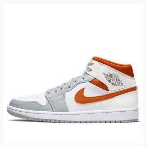 Air Jordan 1 Nike Medio Starfish Tênis de Basquete Masculino Branco Cinzentas Laranja | JD-934CW