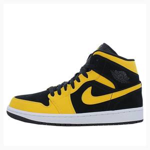 Air Jordan 1 Nike Medio Tênis de Basquete Masculino Pretas Amarelas | JD-028TN