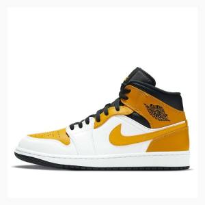 Air Jordan 1 Nike Medio Tênis de Basquete Masculino Douradas Branco | JD-107TB