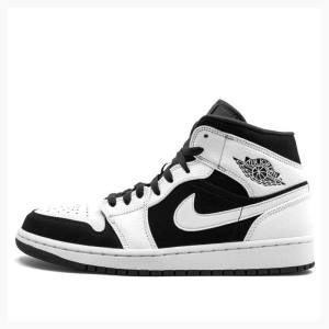 Air Jordan 1 Nike Medio Tênis de Basquete Masculino Branco Pretas | JD-184MQ