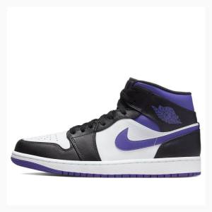 Air Jordan 1 Nike Medio Tênis de Basquete Masculino Branco Pretas Roxo | JD-371YO