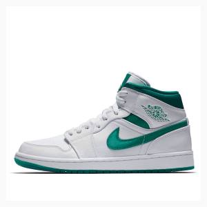 Air Jordan 1 Nike Medio Tênis de Basquete Masculino Verdes Branco | JD-518TK