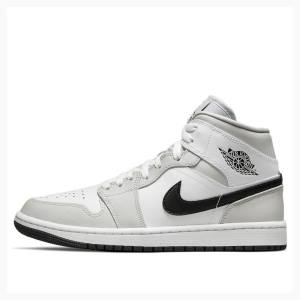 Air Jordan 1 Nike Medio Tênis de Basquete Feminino Branco Cinzentas Pretas | JD-528ZU