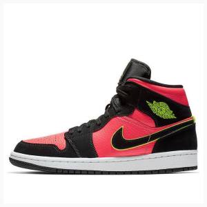 Air Jordan 1 Nike Medio Tênis de Basquete Feminino Pretas Vermelhas | JD-678TD