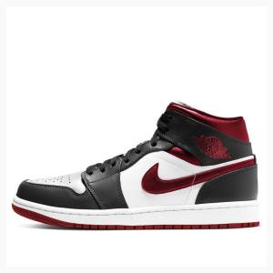 Air Jordan 1 Nike Medio Tênis de Basquete Masculino Pretas Branco Vermelhas | JD-947CF