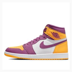 Air Jordan 1 Nike Retro High OG Brotherhood Tênis de Basquete Masculino Roxo Amarelas | JD-540ML