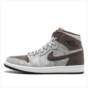 Air Jordan 1 Nike Retro High Premium 'Grey Camo' Tênis de Basquete Masculino Cinzentas Marrom | JD-750EL