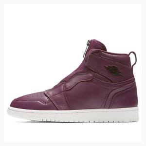 Air Jordan 1 Nike Retro High Zip Bordeaux Tênis de Basquete Feminino Roxo | JD-268BU