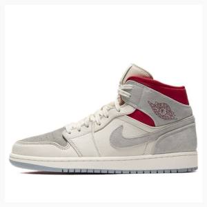 Air Jordan 1 Nike X Tênisnstuff Medio Past Presenthite Tênis de Basquete Masculino Cinzentas Vermelhas | JD-710TA