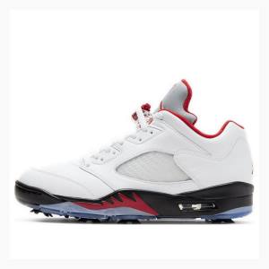 Air Jordan 5 Nike Low Golfe Tênis Masculino Branco Vermelhas Pretas | JD-854BO