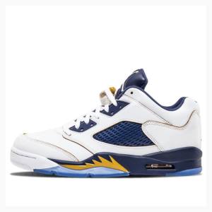 Air Jordan 5 Nike Retro Low Dunk From Above Tênis Masculino Branco Azul Marinho | JD-479VJ