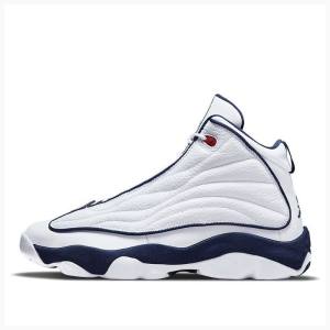 Air Jordan Nike Pro Strong Tênis de Basquete Masculino Branco Azul Marinho | JD-601AO