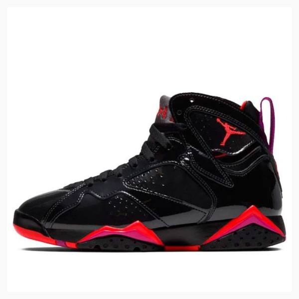 Air Jordan 7 Nike Retro Envernizados Couro Tênis de Basquete Feminino Pretas Vermelhas | JD-209VY